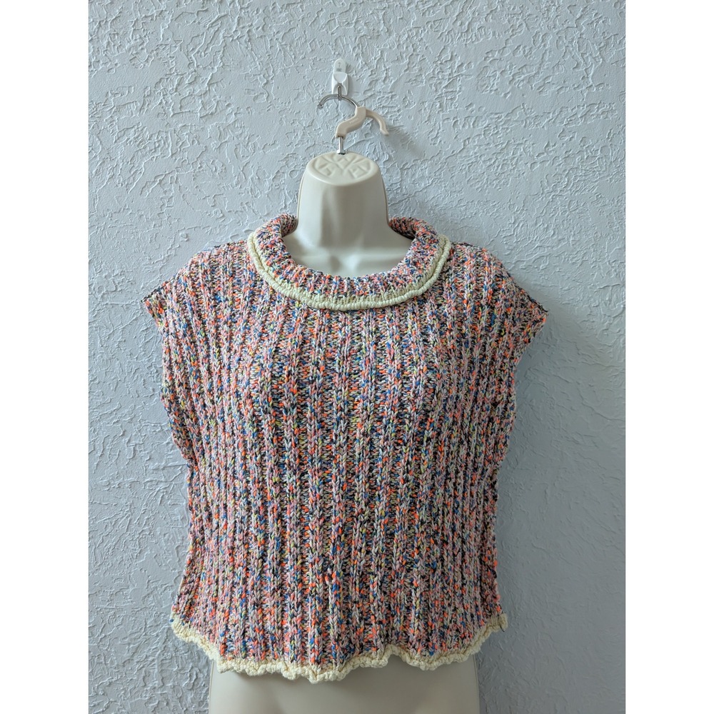 Free People Desert Heat Pink Vest Women XS Cotton Blend Ribbed Boho-Casual Prep